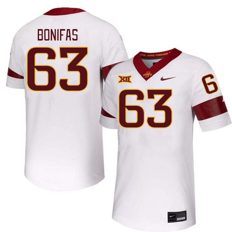 Men #63 Jim Bonifas Iowa State Cyclones College Football Jerseys Stitched-White